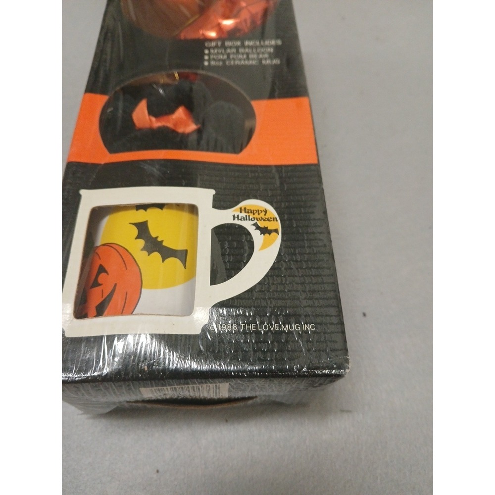 Vintage 1988 The Love Mug HAPPY HALLOWEEN Coffee Mug Jack-O-Lantern Pumpkin Set - Picture 2 of 4
